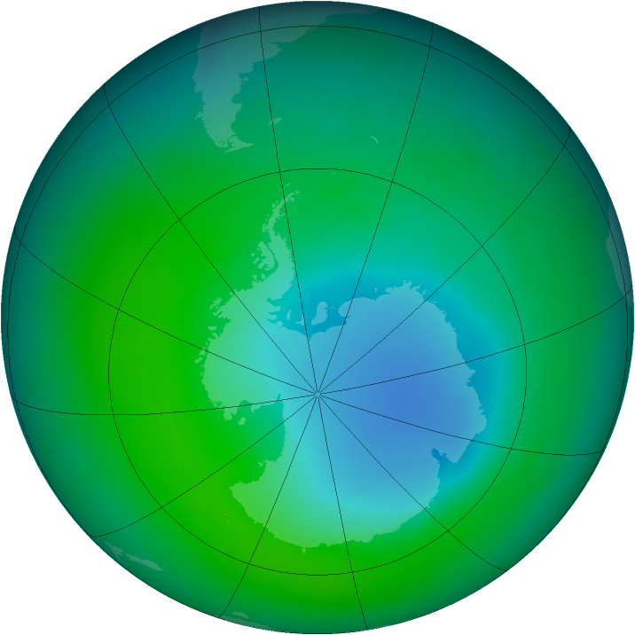 Antarctic ozone map for December 2011
